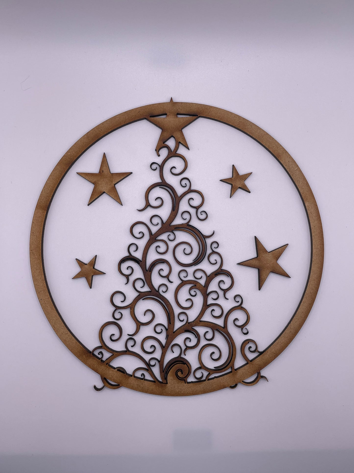 Scrolly Tree 'Merry Christmas' Circle Door Sign/Plaque 3d Layered Sign