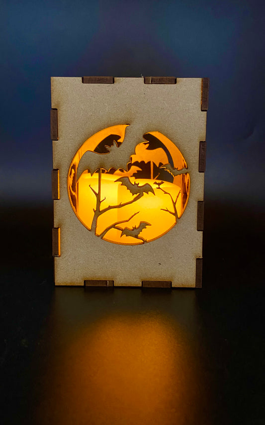 Flying Bats Small Lantern MDF Craft Kit