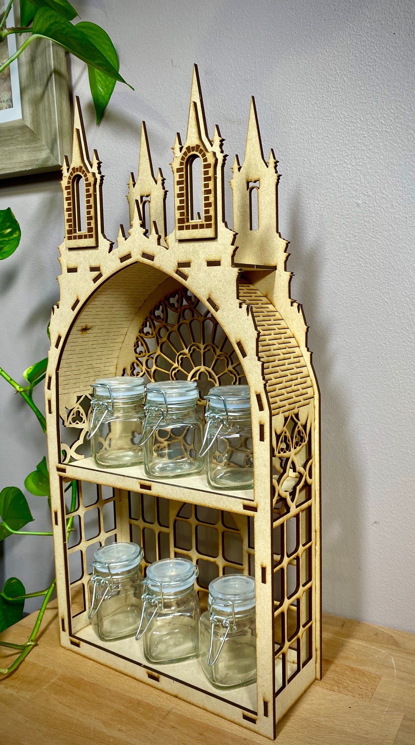 Gothic Two shelf Tower dispaly kitchen storage spice rack