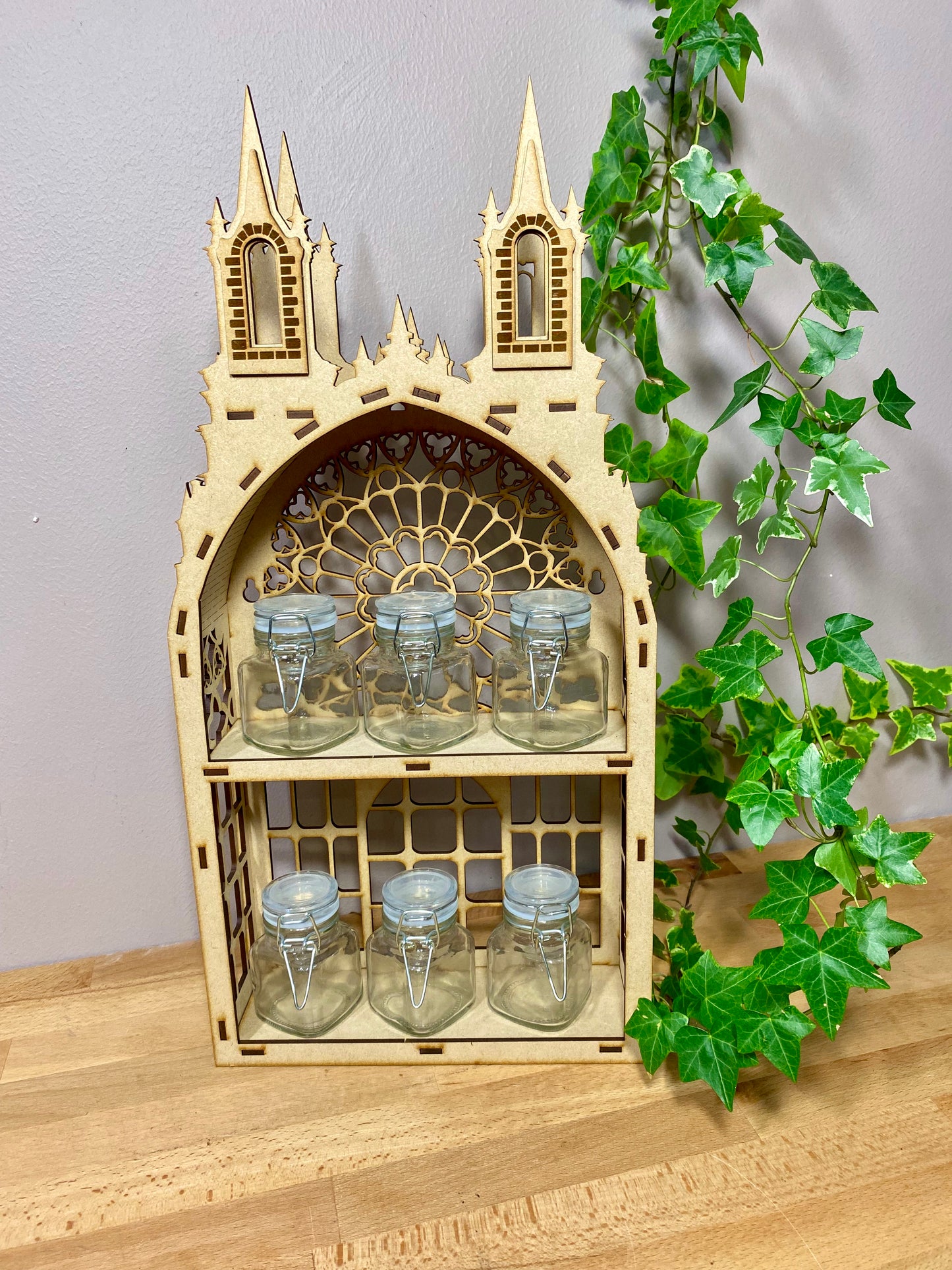 Gothic Two shelf Tower dispaly kitchen storage spice rack