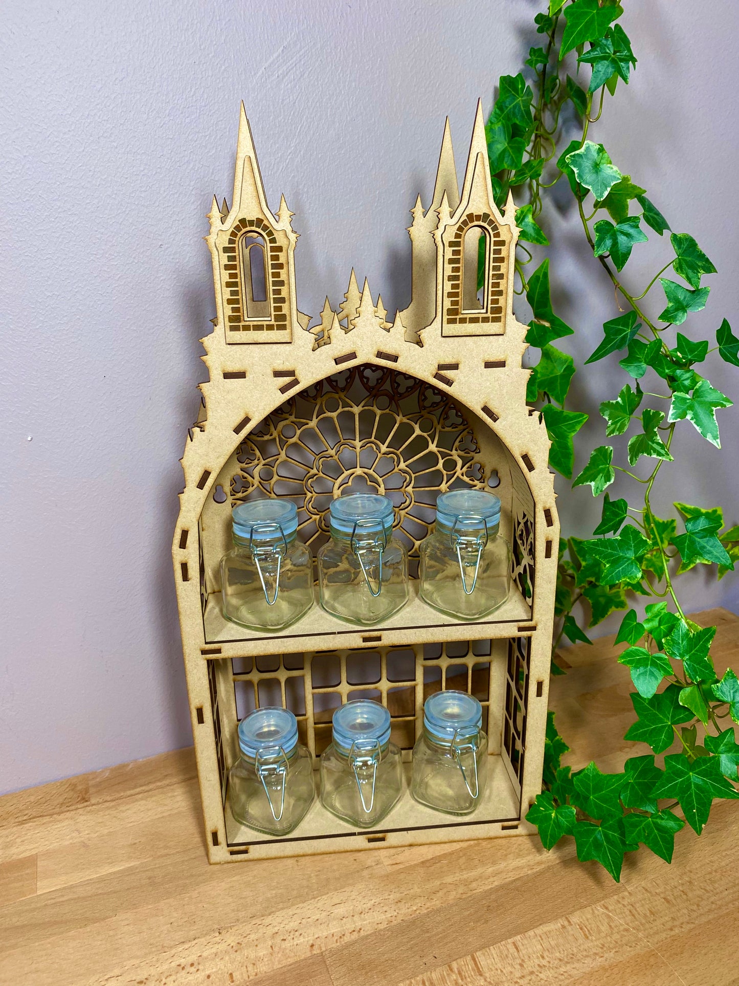 Gothic Two shelf Tower dispaly kitchen storage spice rack