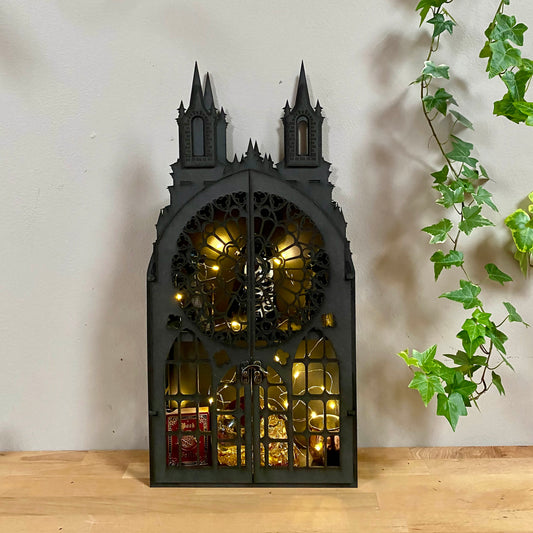 2 Shelf Gothic Black Tower Cabinet