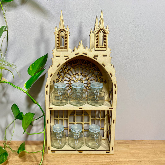 Gothic Two shelf Tower dispaly kitchen storage spice rack