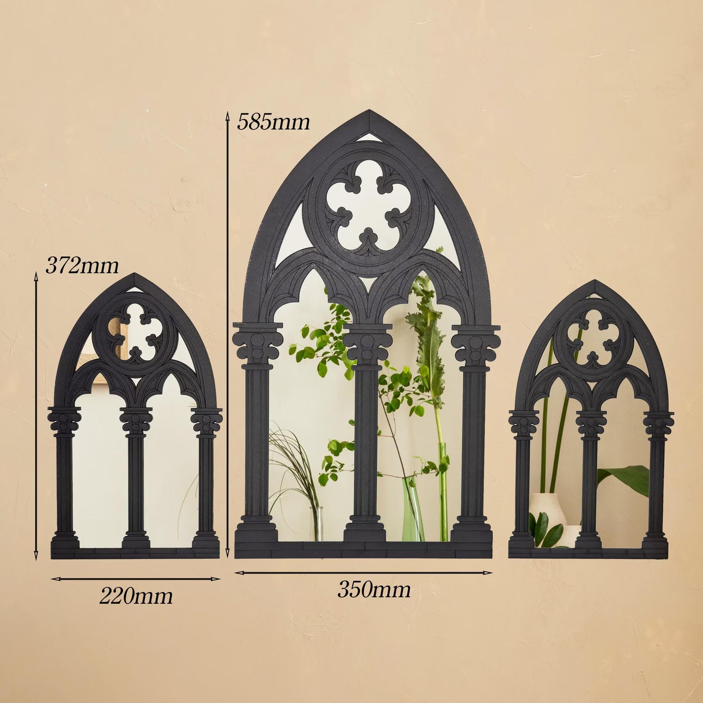 Gothic Mirror, Gothic Wall Décor, Cathedral Windows, Spooky Gift Ideas, Church Mirror, Decorative Mirror, Gothic Cathedral Window Mirror Set