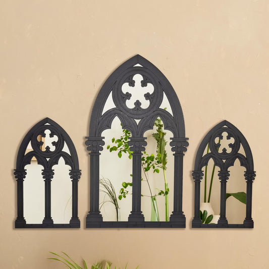 Gothic Mirror, Gothic Wall Décor, Cathedral Windows, Spooky Gift Ideas, Church Mirror, Decorative Mirror, Gothic Cathedral Window Mirror Set