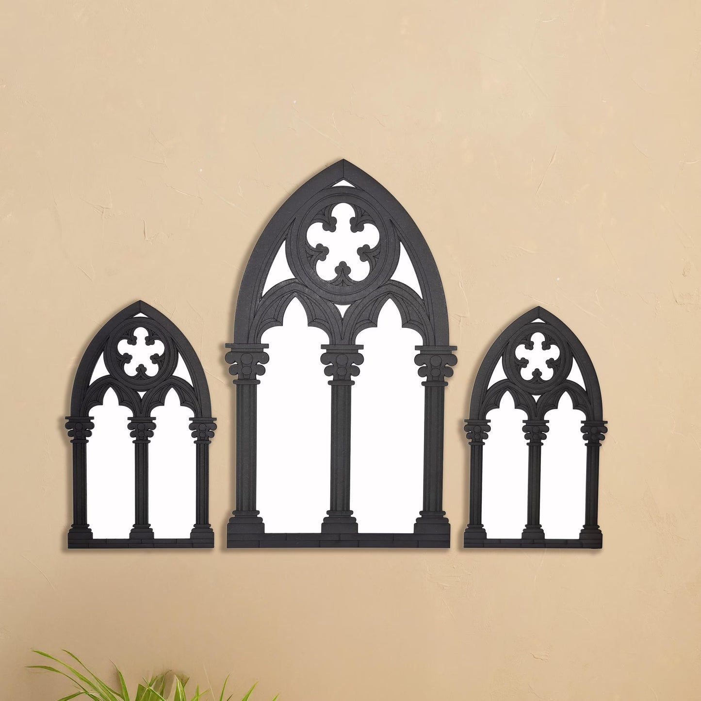 Gothic Mirror, Gothic Wall Décor, Cathedral Windows, Spooky Gift Ideas, Church Mirror, Decorative Mirror, Gothic Cathedral Window Mirror Set