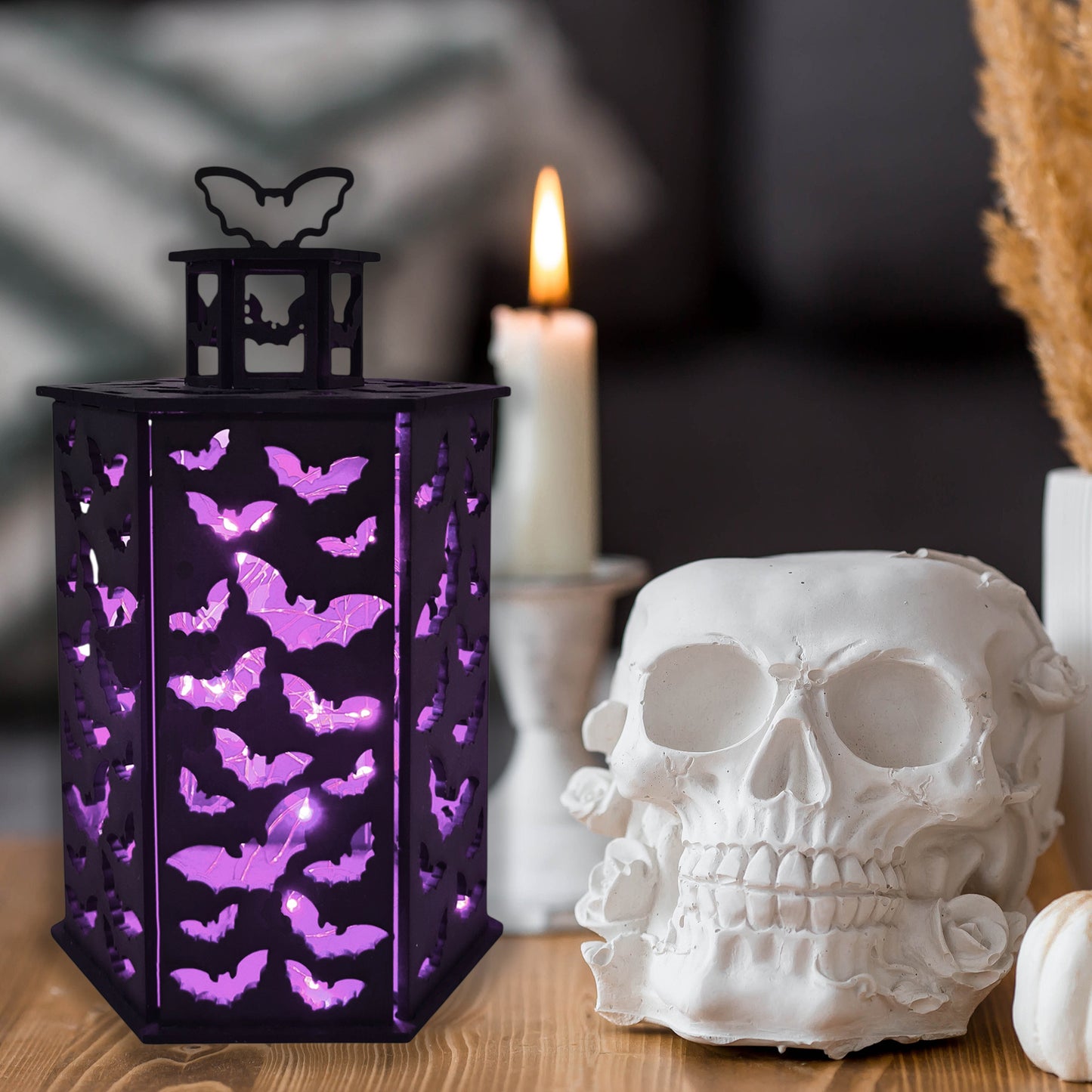 Bat Night Light, Lantern, Gothic, Night Light, Bedroom Light, Themed Light, Themed Night Light, Flying Bats, Bat Decor, Gothic Gift Ideas