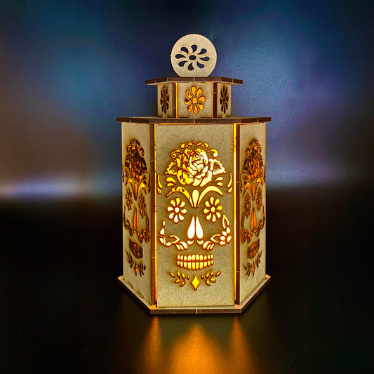 Rose Sugar Skull Large Lantern