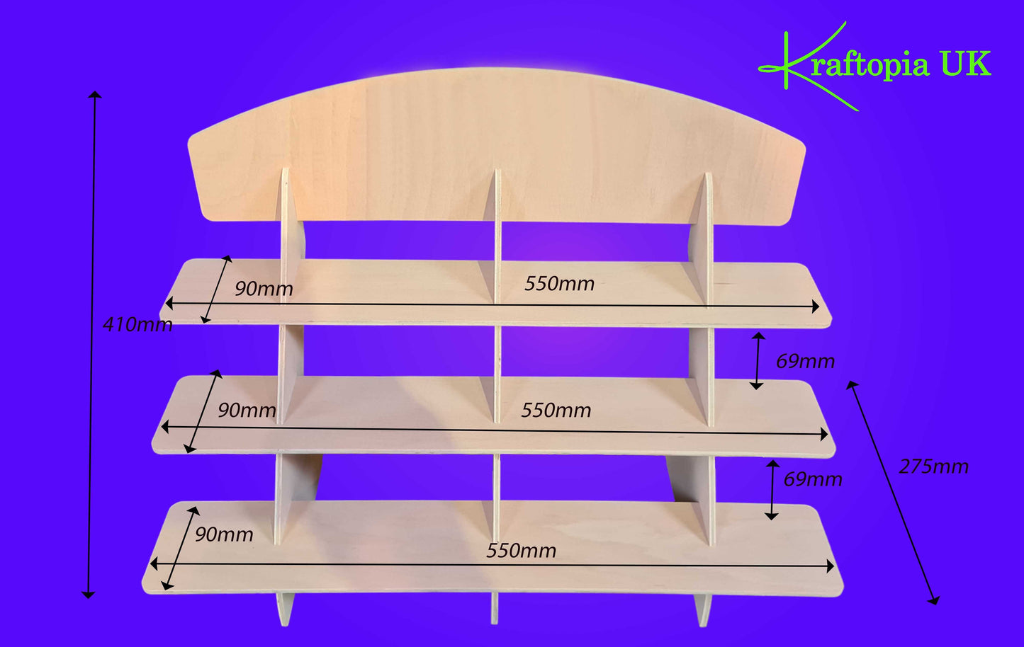 Shop Display/Craft Stands Wide 3 Tier 6mm Ply