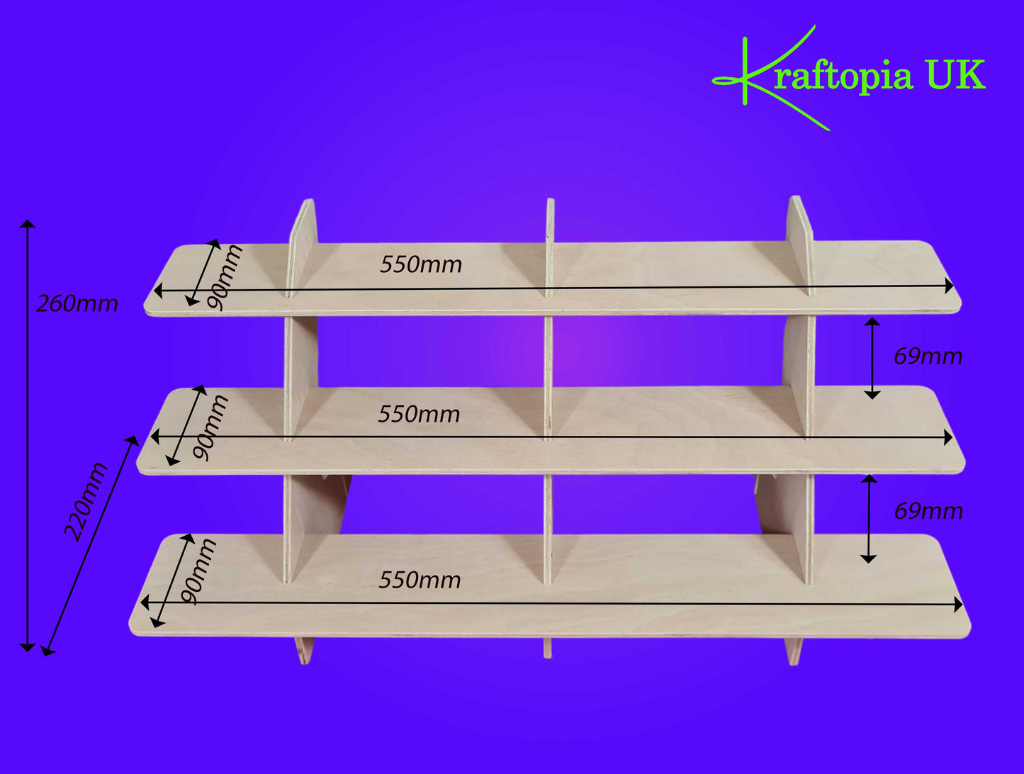 Shop Display/Craft Stands Wide 3 Tier 6mm Ply