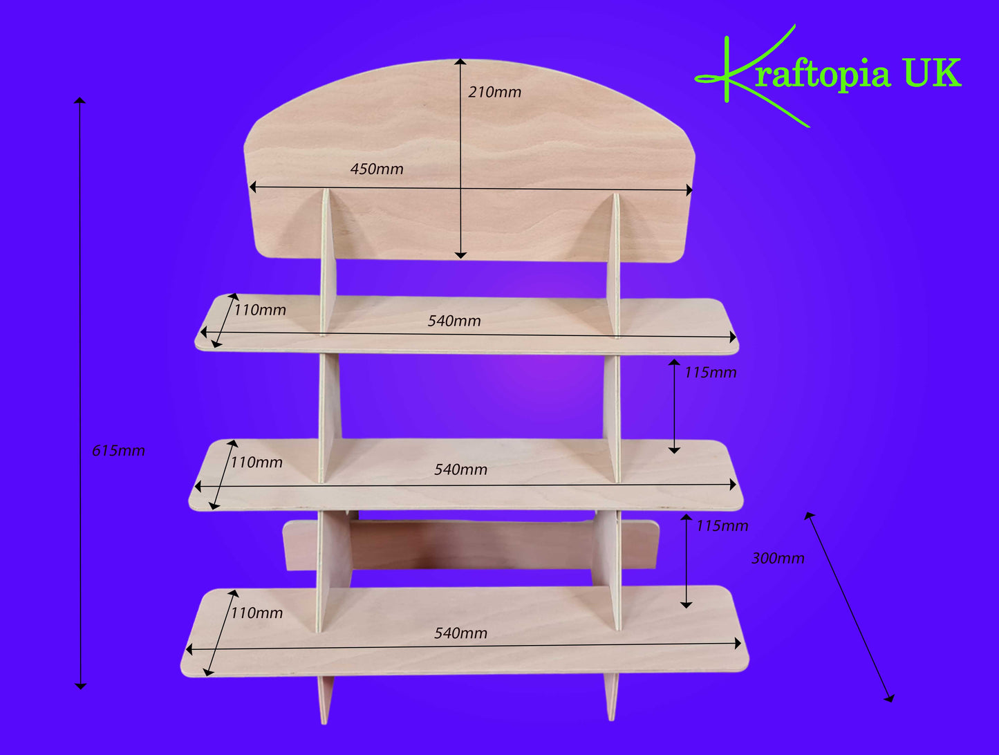 3 Tier Medium Shop Display/Craft Stand 6mm Ply