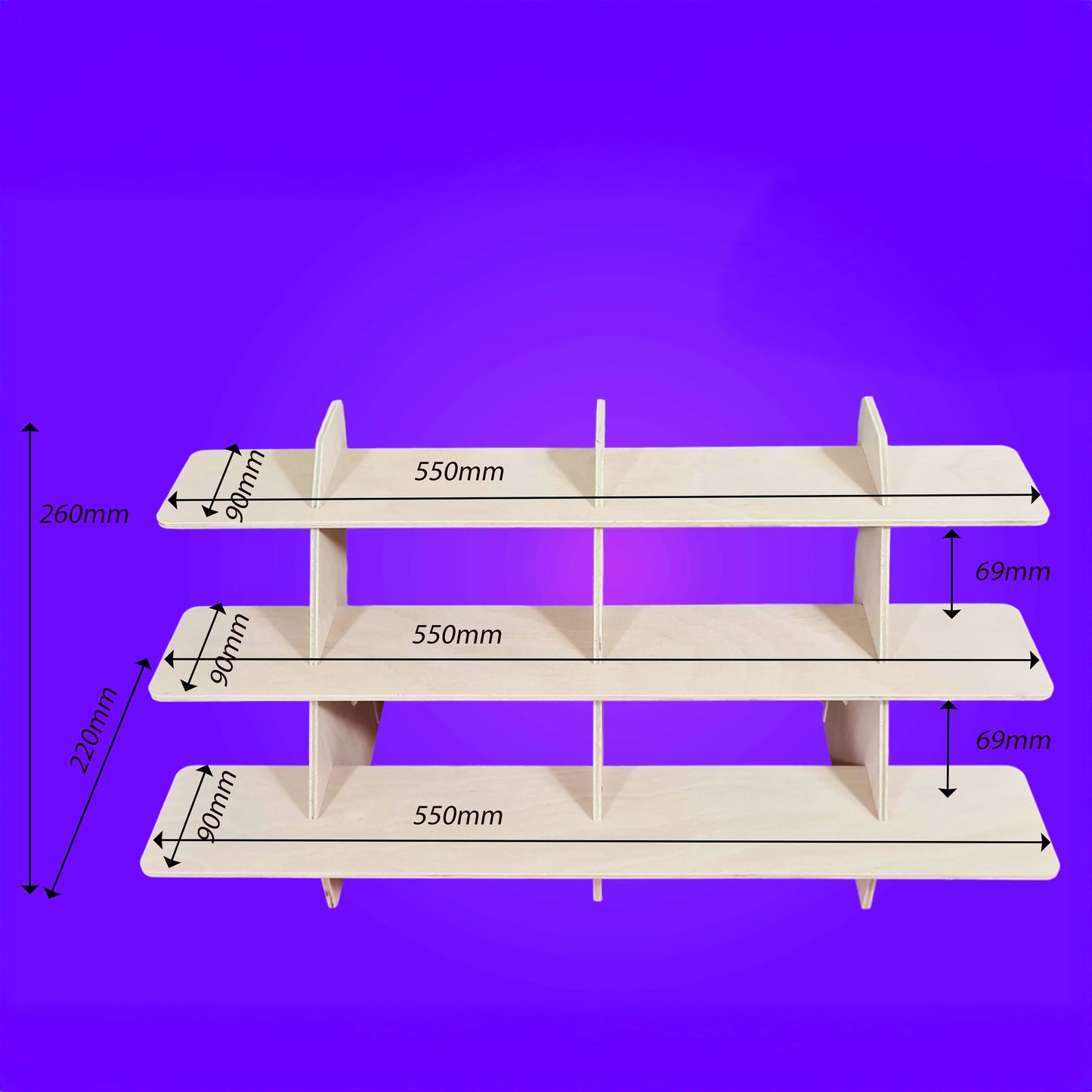 Shop Display/Craft Stands Wide 3 Tier 6mm Ply