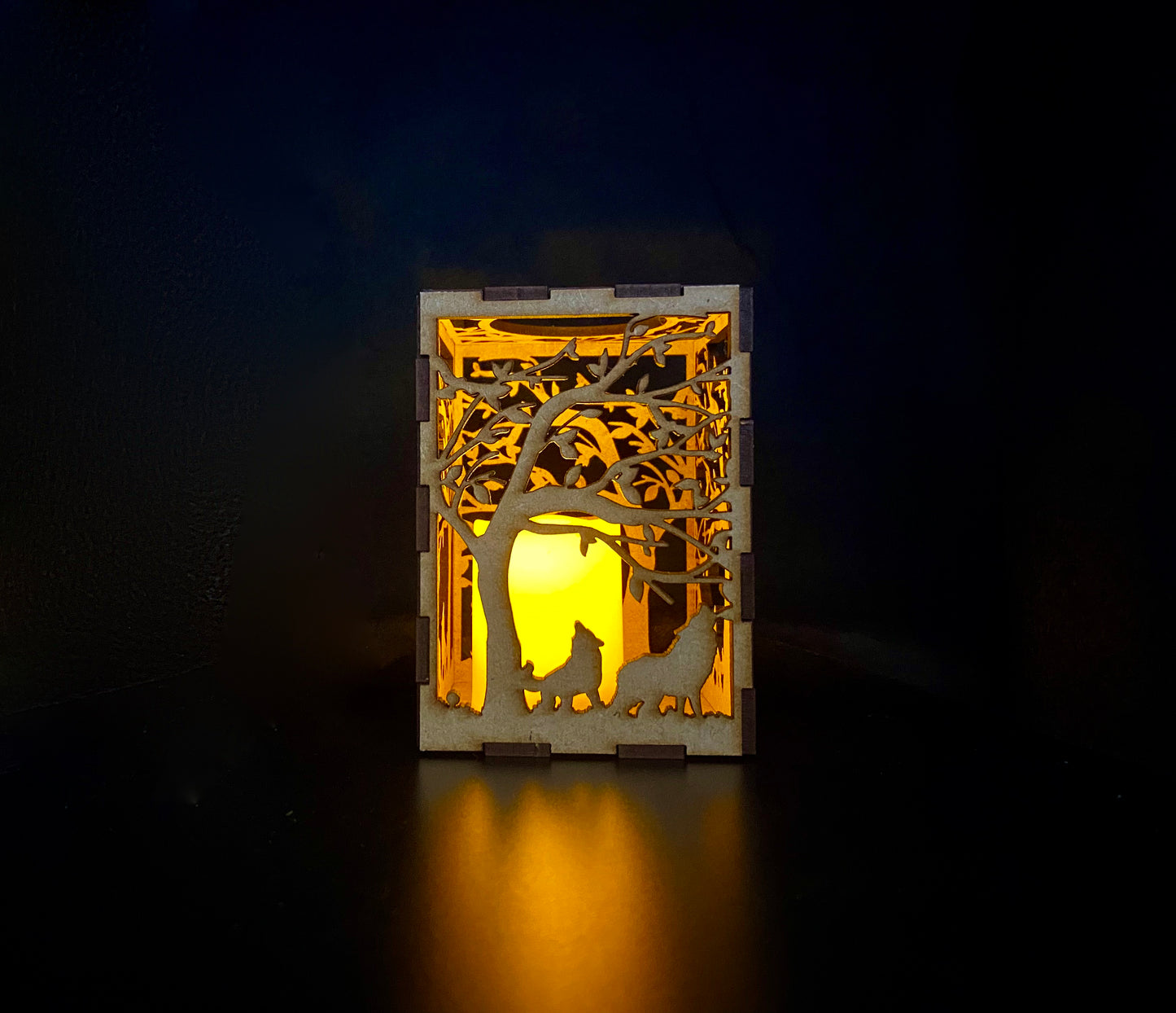 Tree & Wolves Lantern MDF Craft Kit - Small