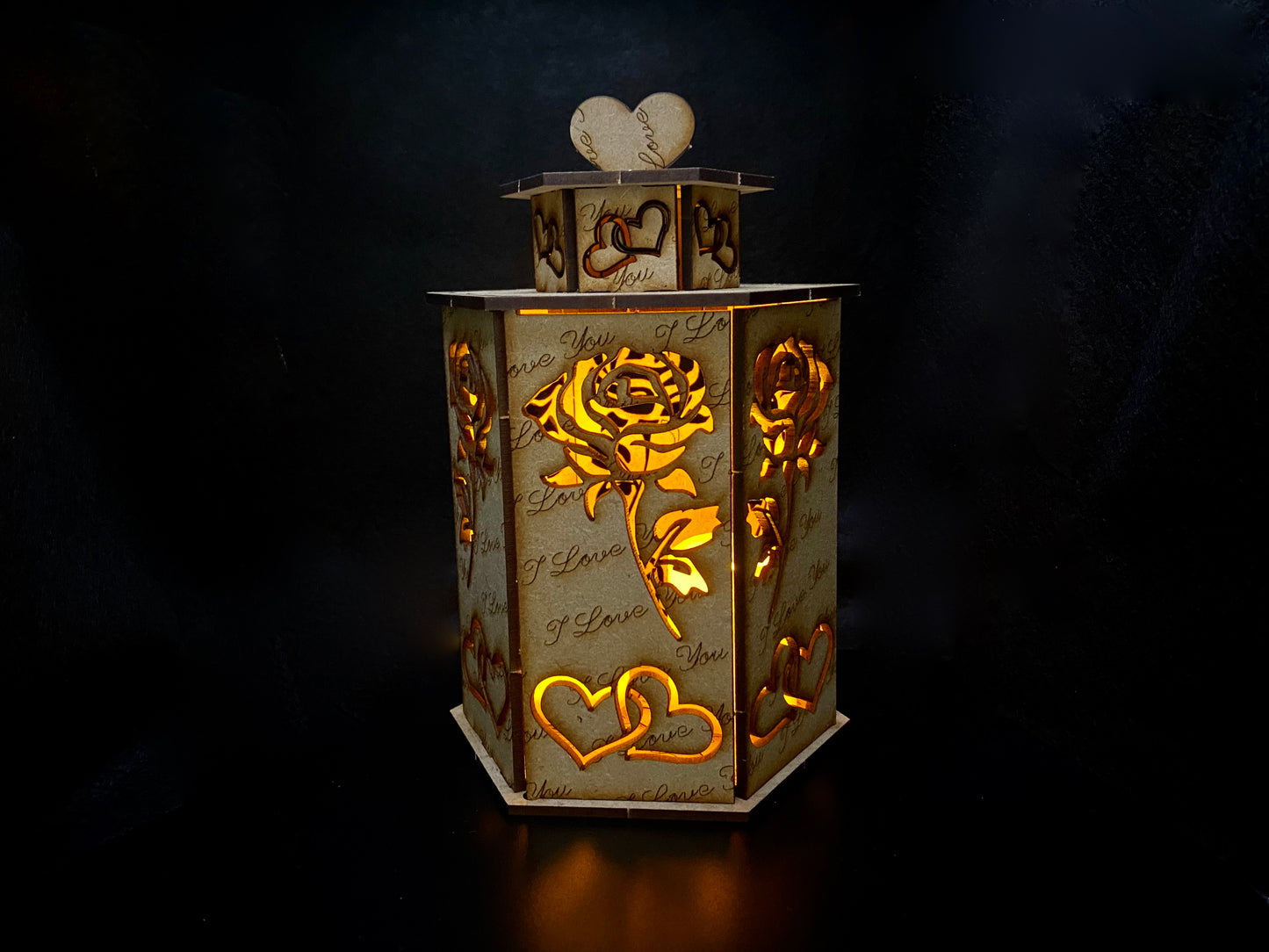 Hearts and Roses Lantern MDF Craft Kit - Large