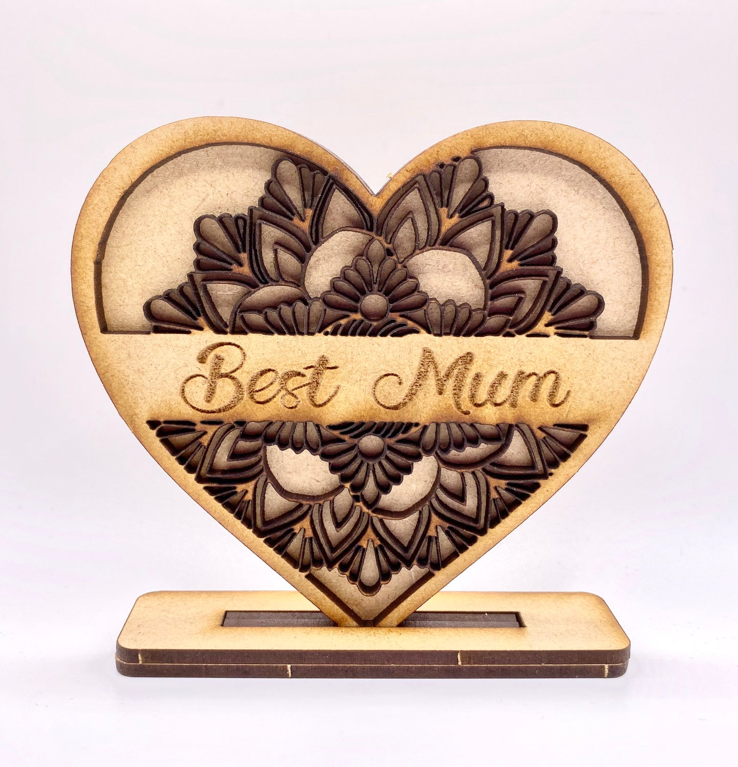 Mothers Day Standing Heart Best Mum MDF Sign / Plaque