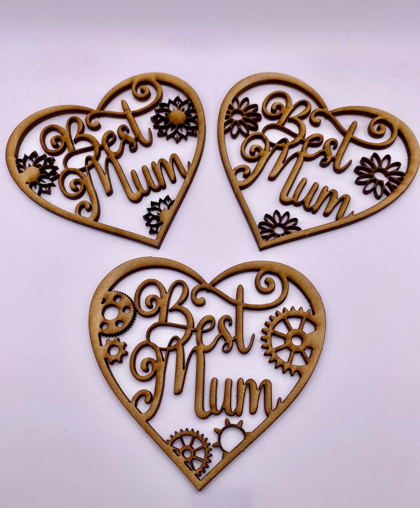 Mothers Day Heart Best Mum with Cogs MDF Sign / Plaque