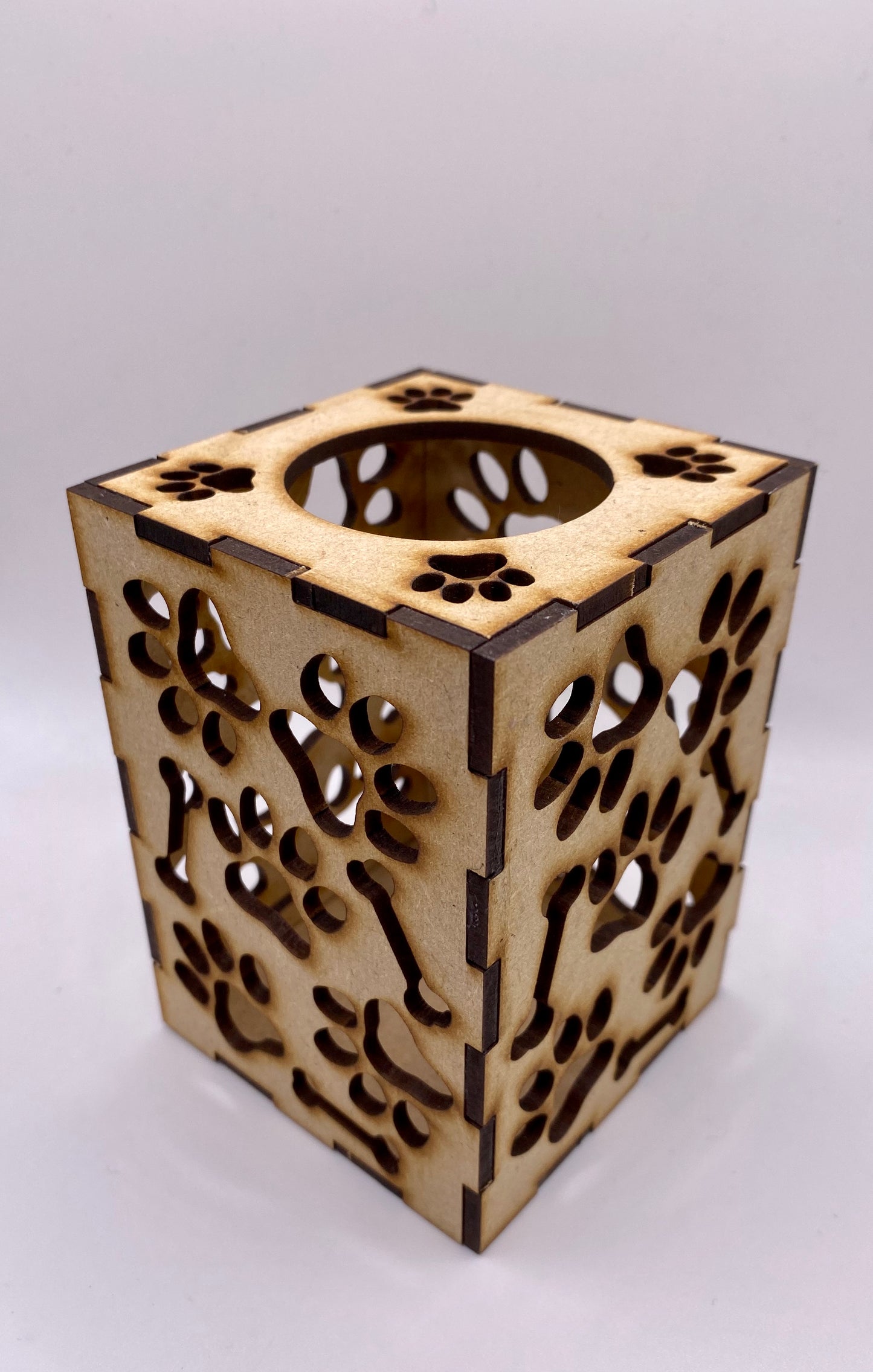 Dog Paw Print with Little Bones Lantern MDF Craft Kit - Small