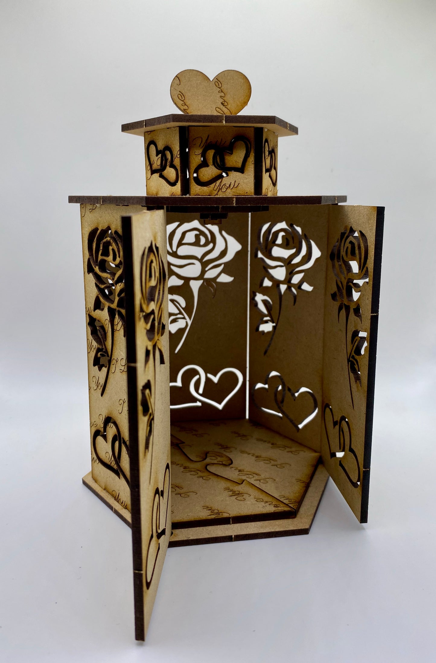 Hearts and Roses Lantern MDF Craft Kit - Large