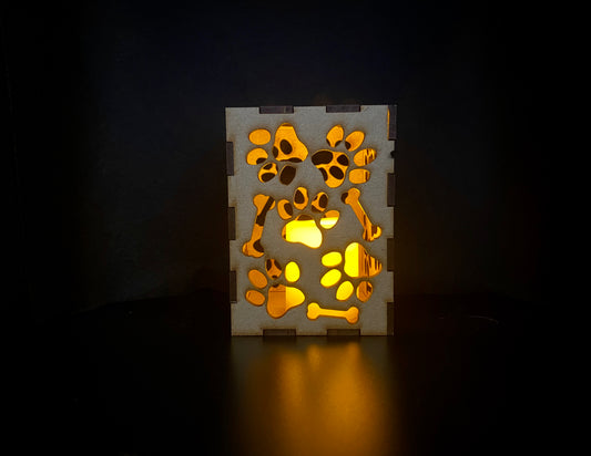 Dog Paw Print with Little Bones Lantern MDF Craft Kit - Small