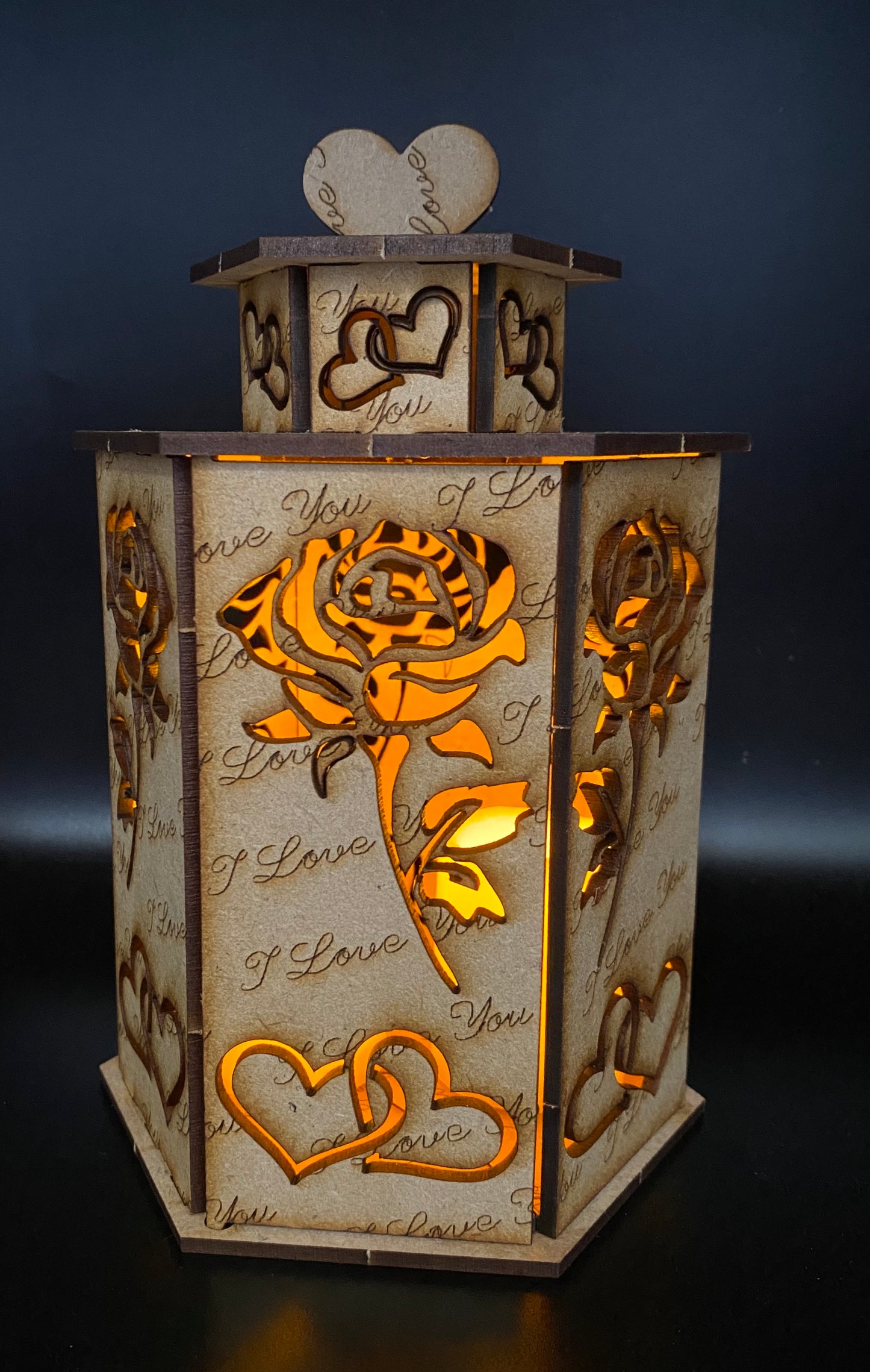 Hearts and Roses Lantern MDF Craft Kit - Large