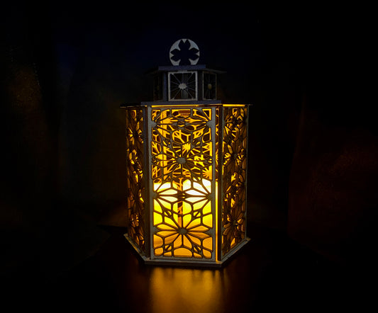 Flower Pattern Lantern MDF Craft Kit - Large