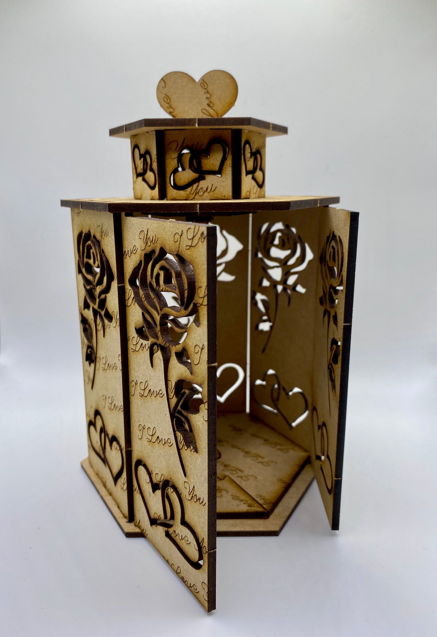 Hearts and Roses Lantern MDF Craft Kit - Large