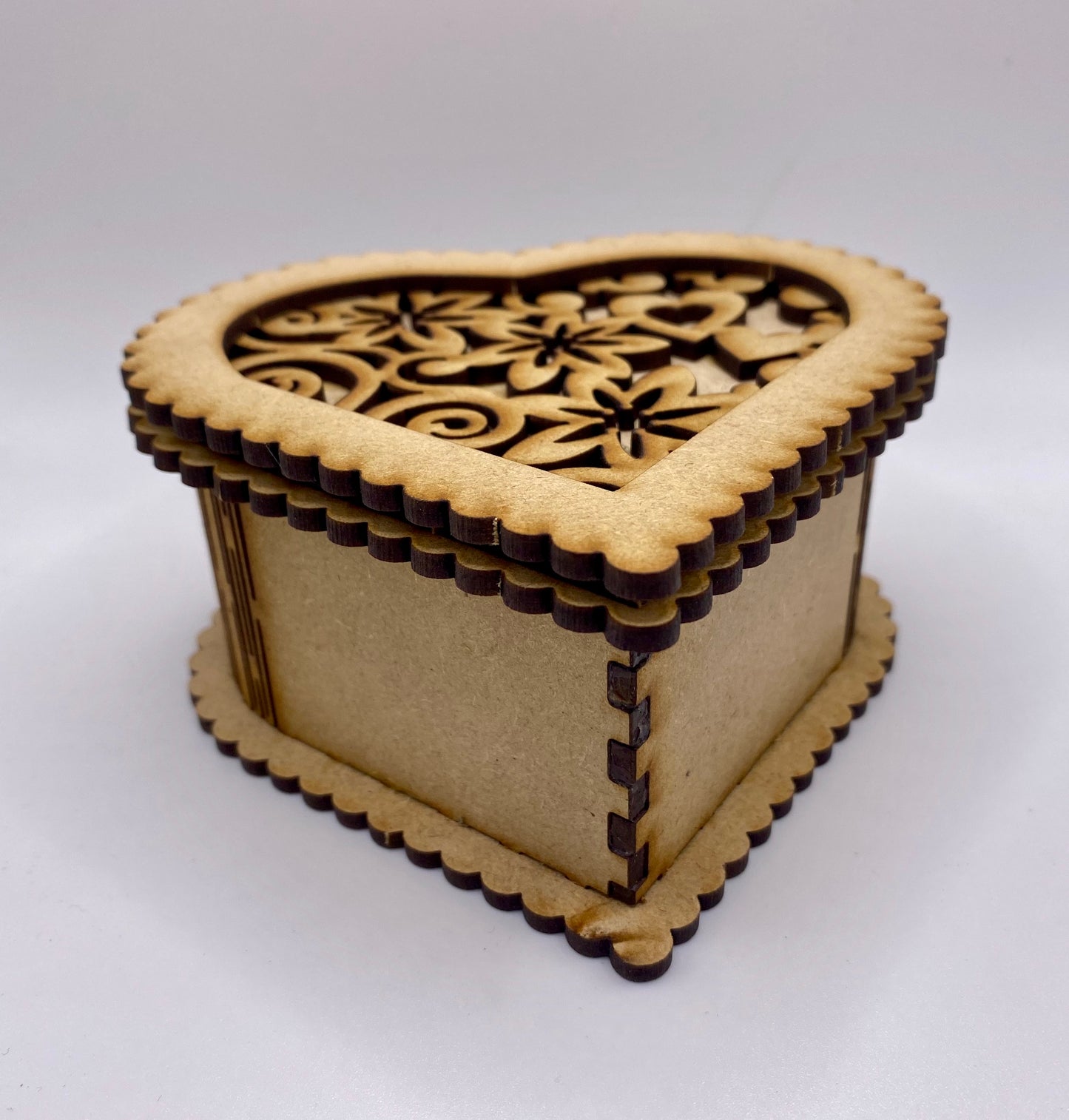 Heart Shaped Flowers and Hearts Trinket Storage Box MDF Craft Kit