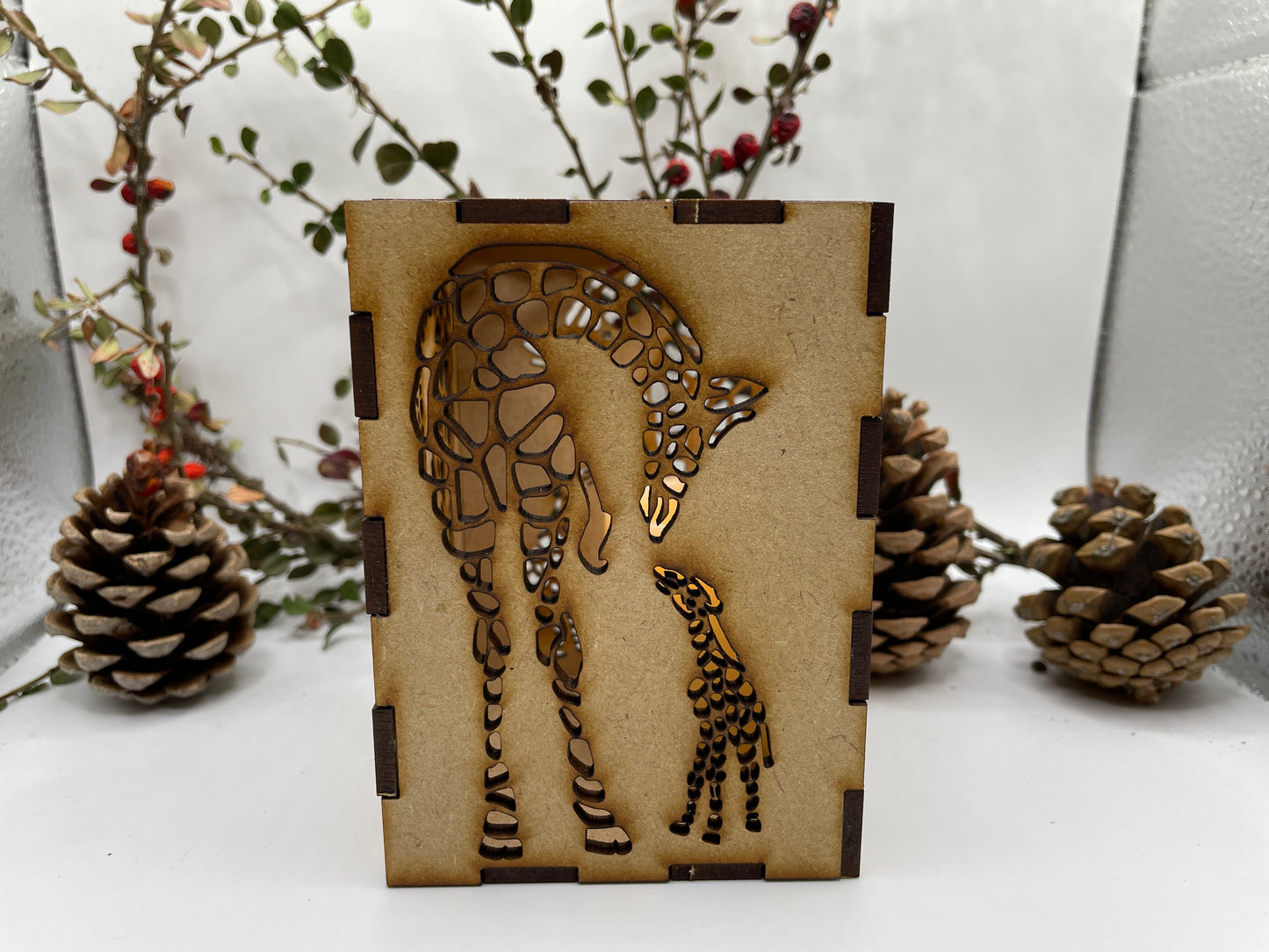 Giraffe & Baby Lantern MDF  - Small