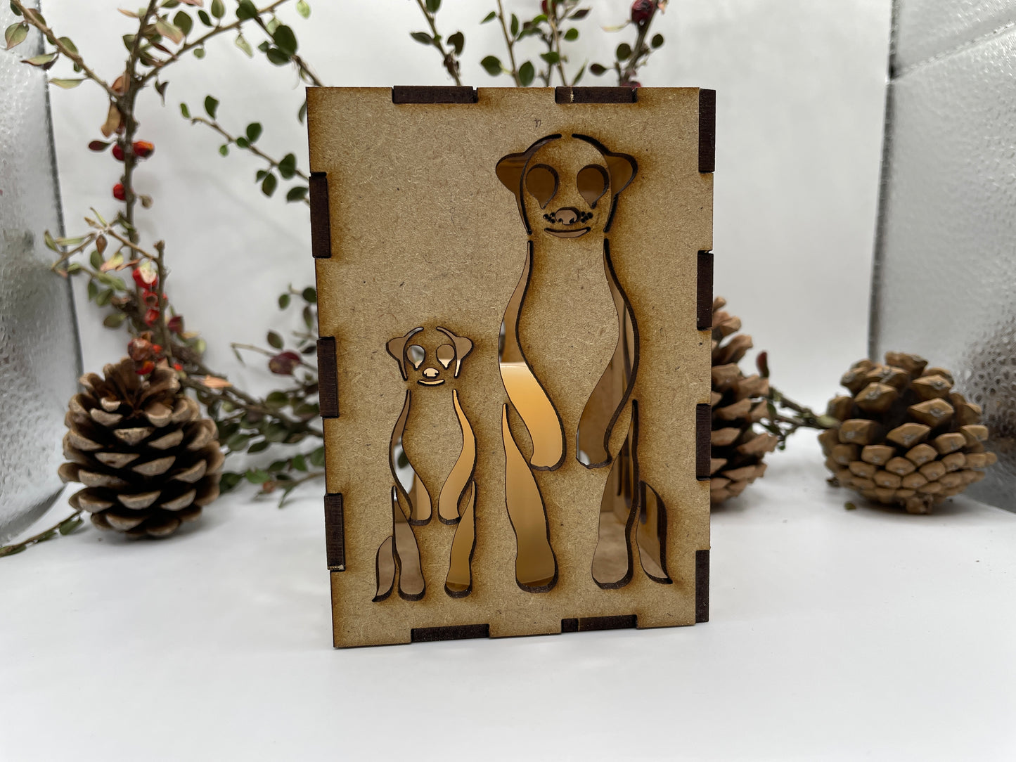 Meercat & Baby Lantern MDF - Small