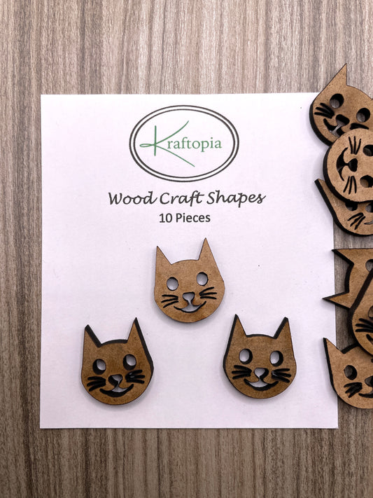 Cute Cat Head MDF Craft Blanks