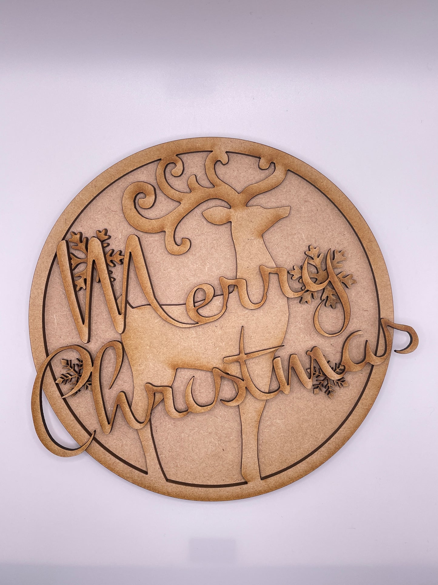 Festive Reindeer with Merry Christmas 3d Layered MDF Plaque