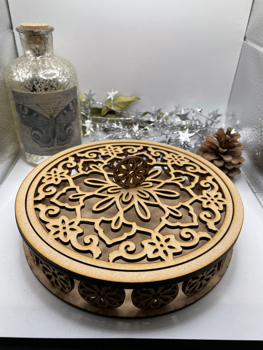 Round Ornate Trinket Storage Box MDF Craft Kit