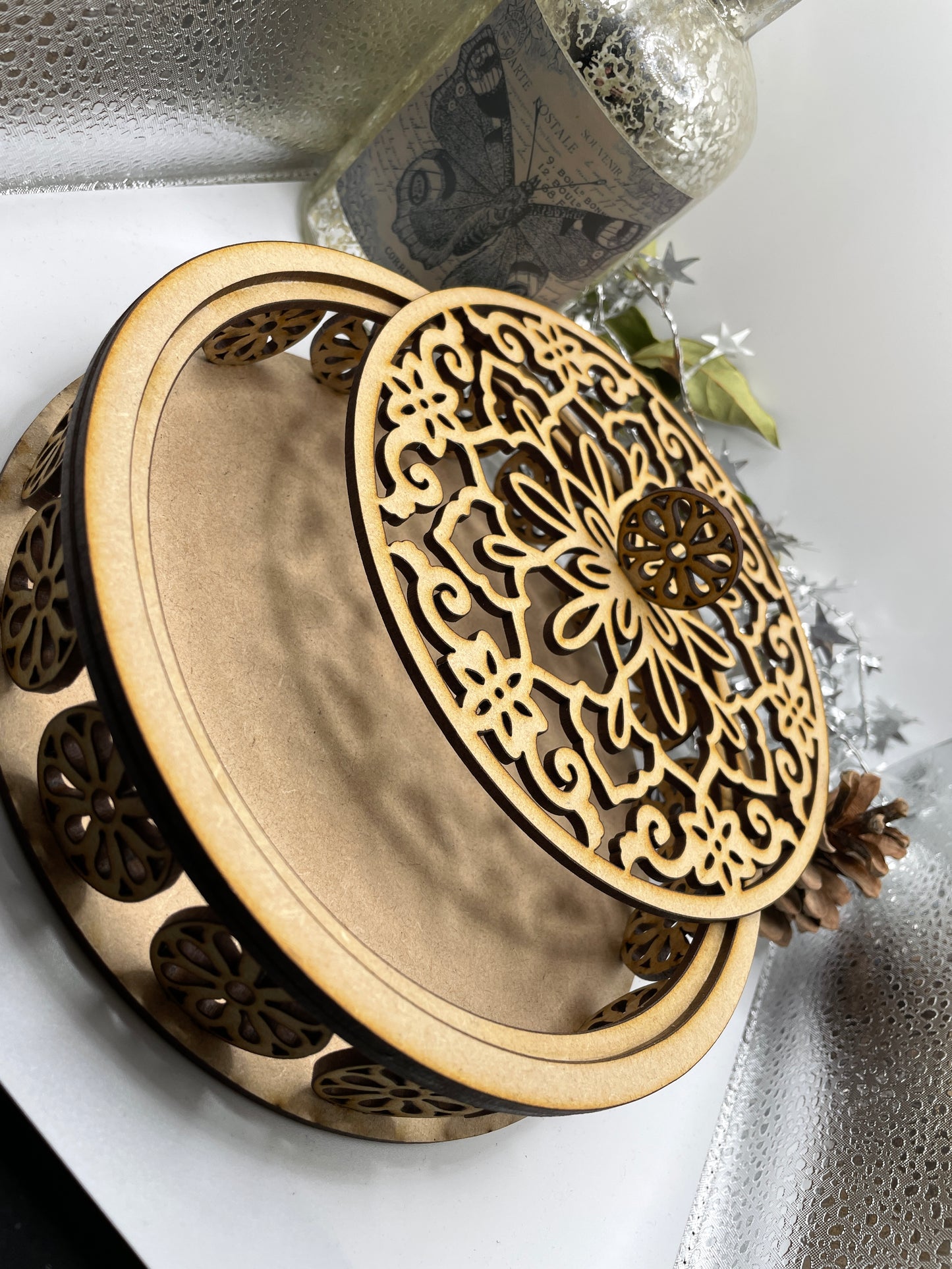 Round Ornate Trinket Storage Box MDF Craft Kit