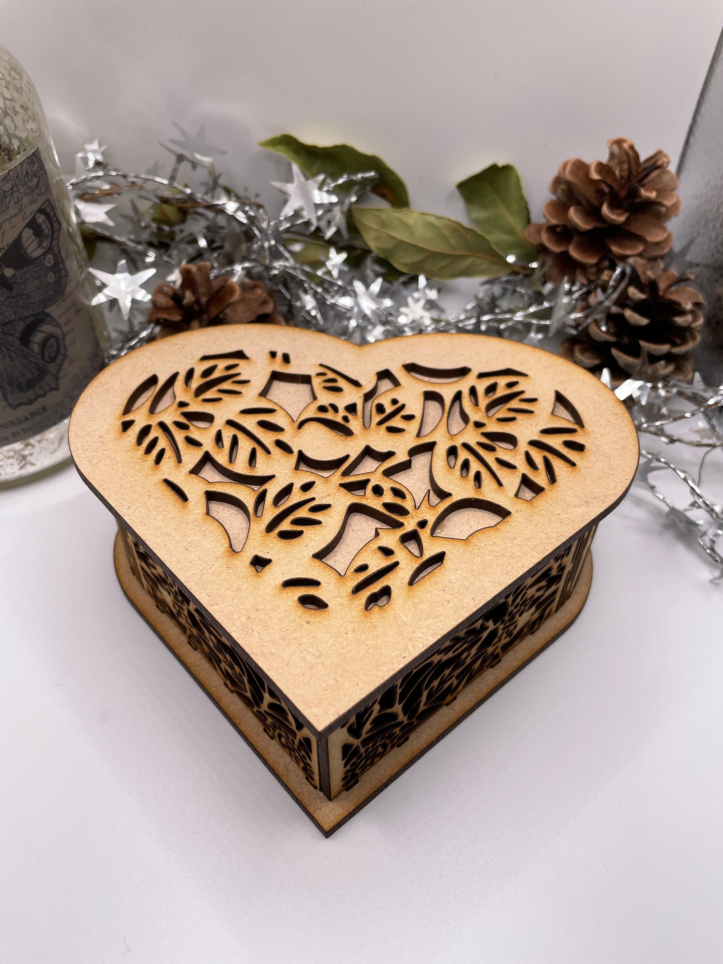 Heart Shaped Leaves Trinket Storage Box MDF Kit