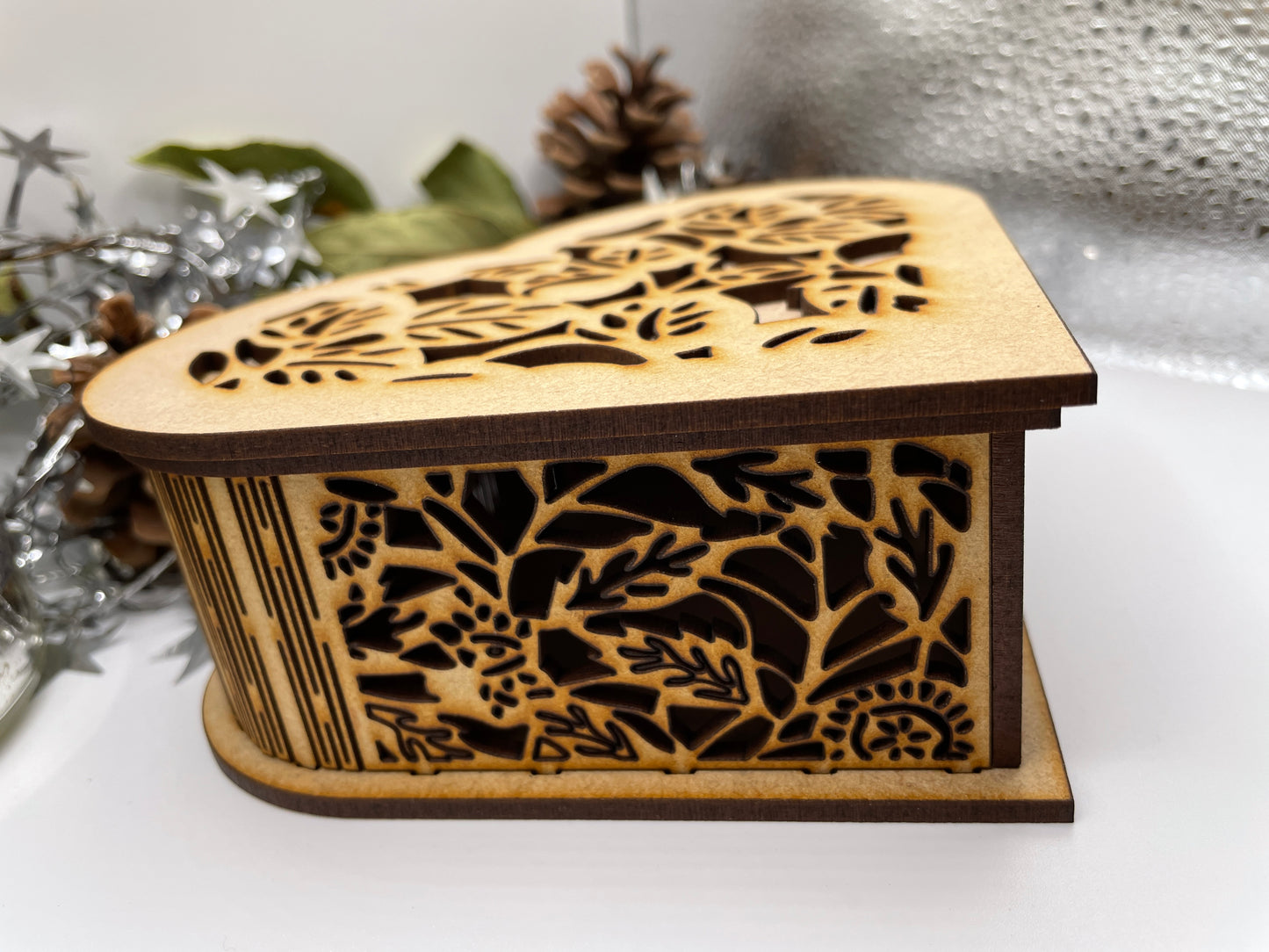 Heart Shaped Leaves Trinket Storage Box MDF Kit