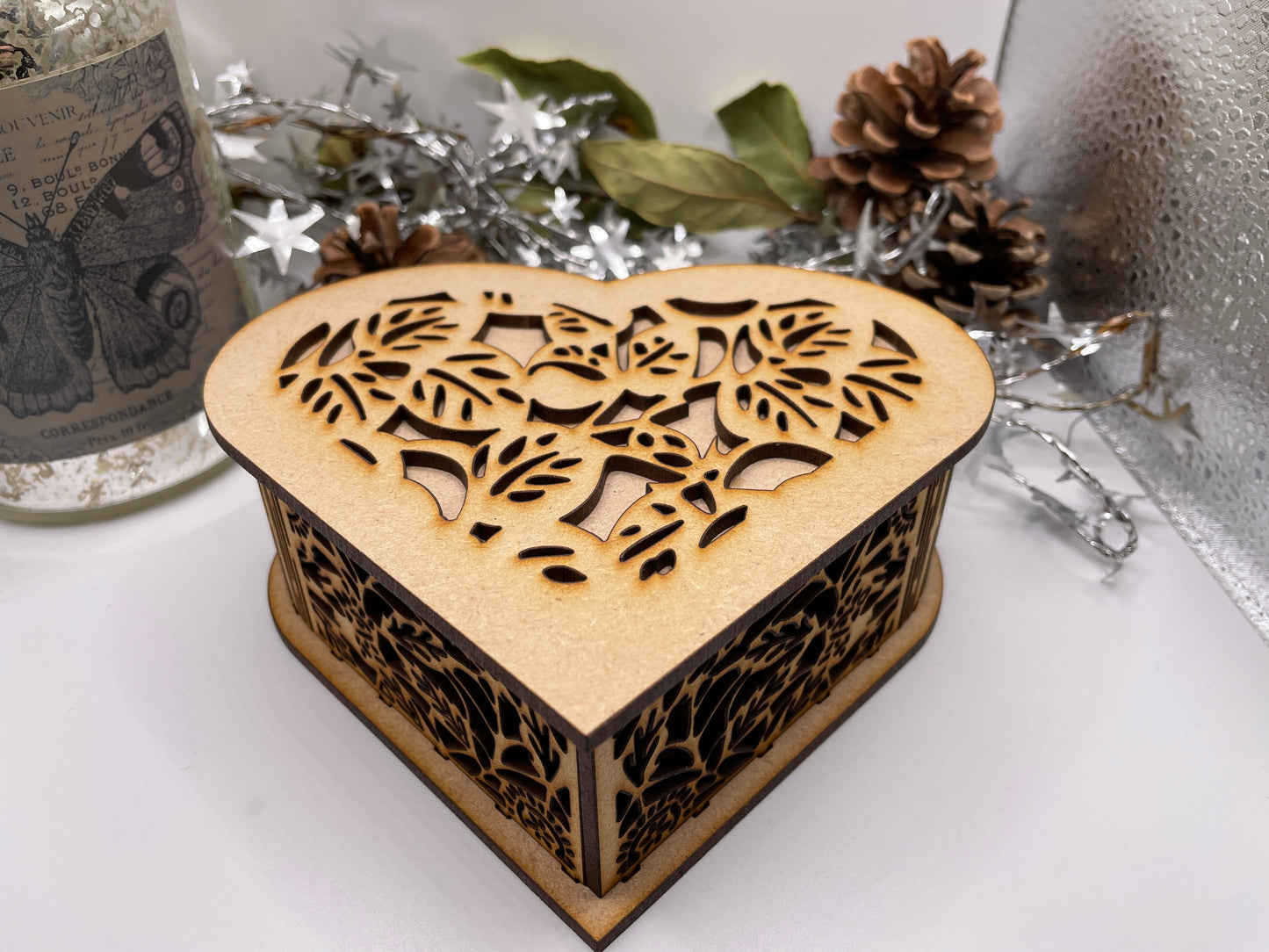 Heart Shaped Leaves Trinket Storage Box MDF Kit