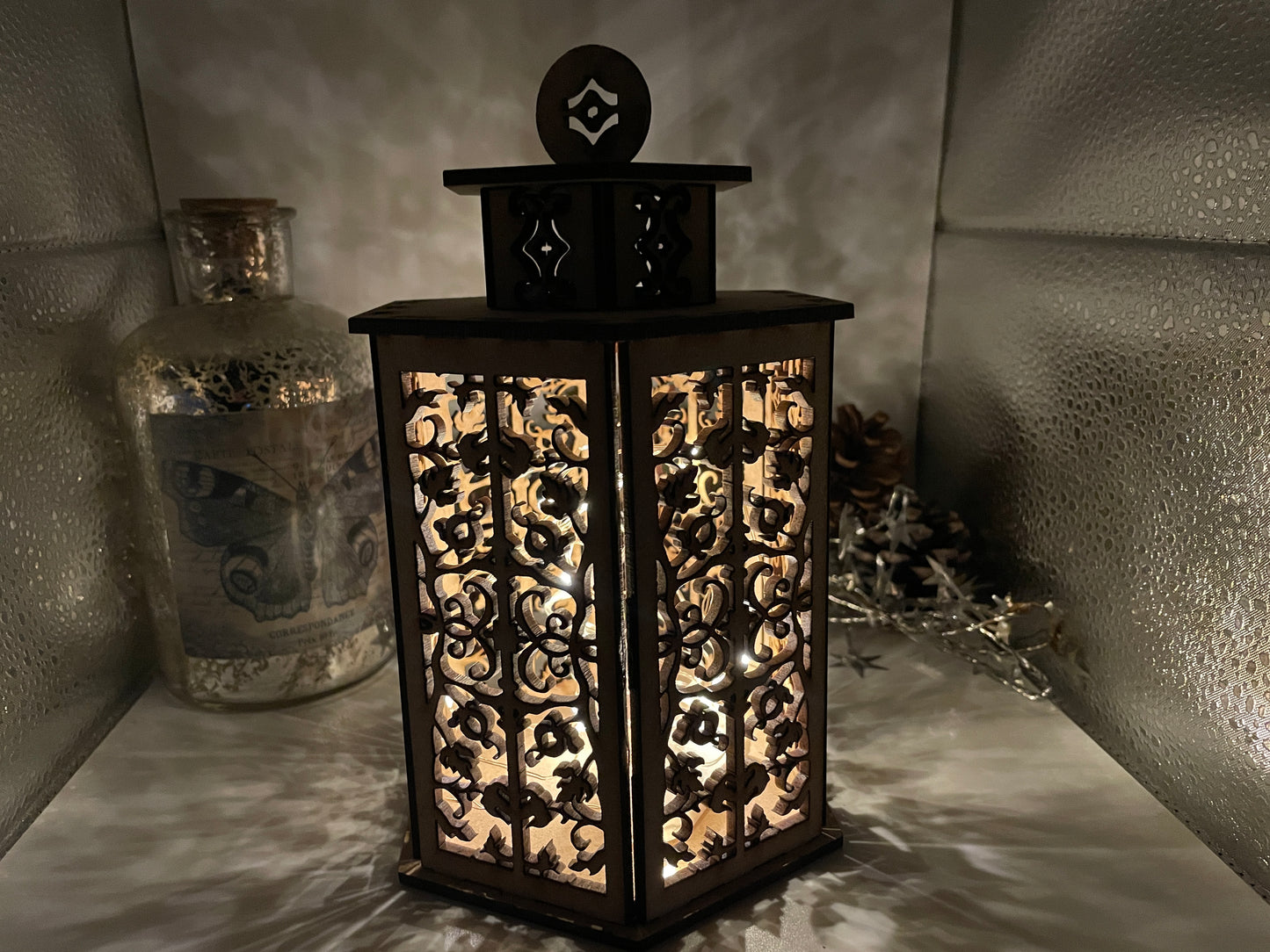 Ivy Pattern Lantern MDF Craft Kit  - Large