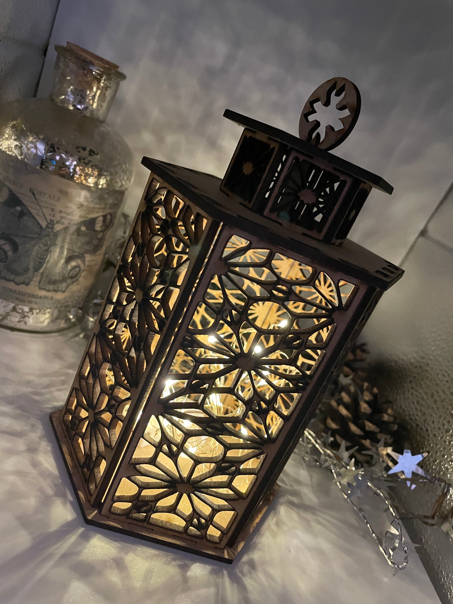 Flower Pattern Lantern MDF Craft Kit - Large