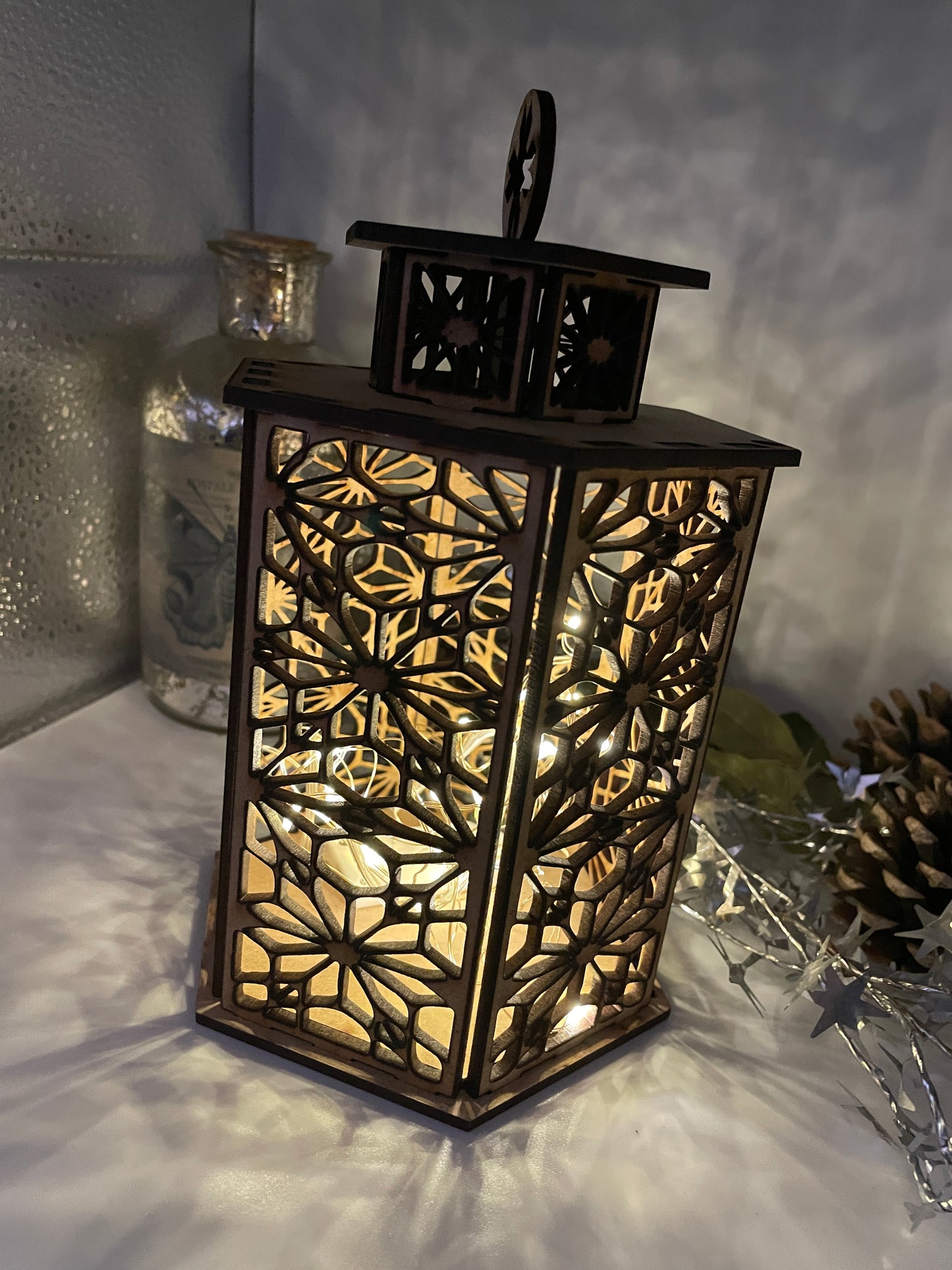 Flower Pattern Lantern MDF Craft Kit - Large