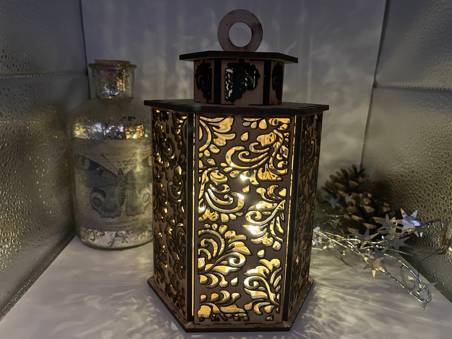 Flourish Pattern Lantern MDF Craft Kit - Large