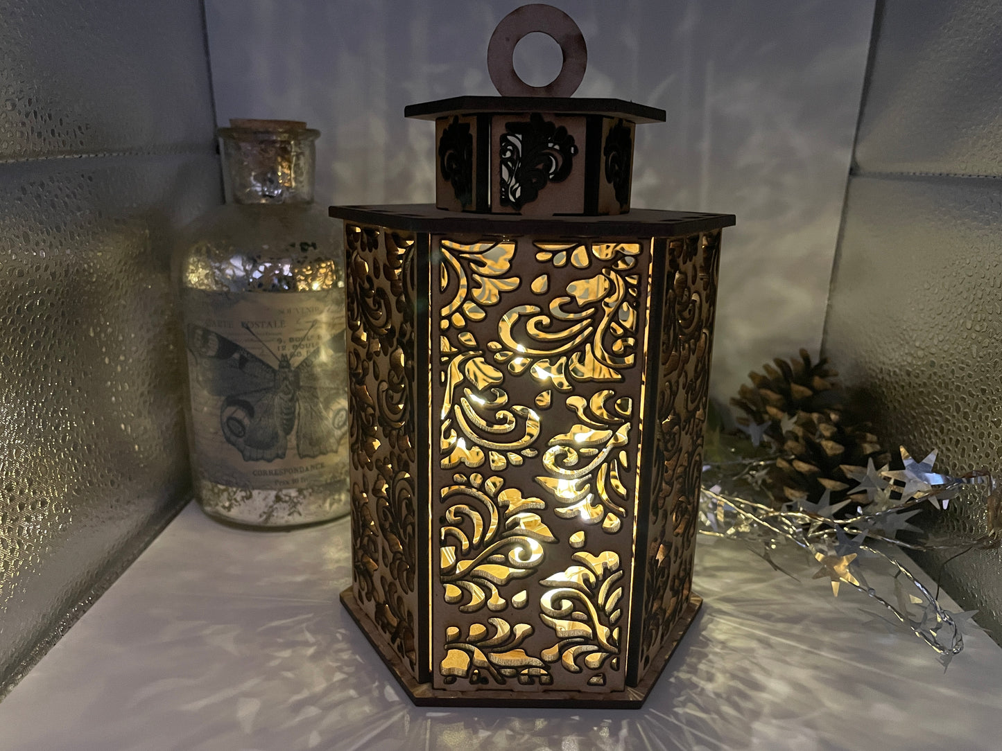 Flourish Pattern Lantern MDF Craft Kit - Large