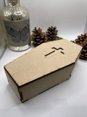 Coffin Box - 3D MDF Box with a lid and Cross Cut-out