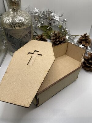 Coffin Box - 3D MDF Box with a lid and Cross Cut-out