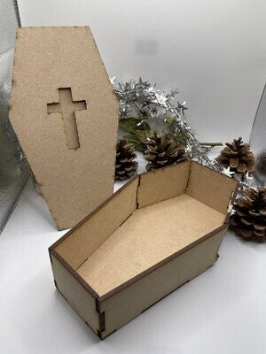 Coffin Box - 3D MDF Box with a lid and Cross Cut-out