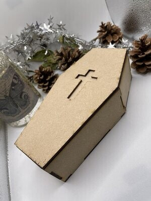 Coffin Box - 3D MDF Box with a lid and Cross Cut-out