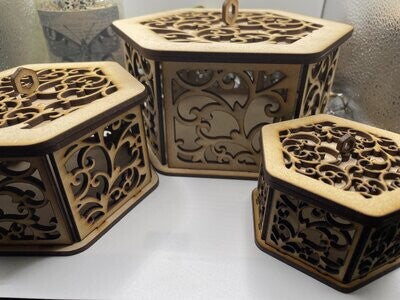 Flourish Pattern Trinket Storage Boxes MDF Craft Kit