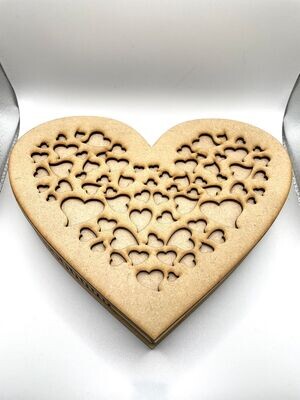 Heart Shaped Trinket Storage Box  MDF Craft Kit -Large