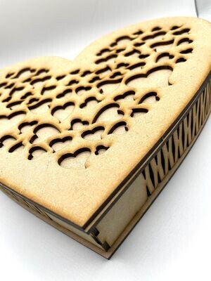 Heart Shaped Trinket Storage Box  MDF Craft Kit -Large