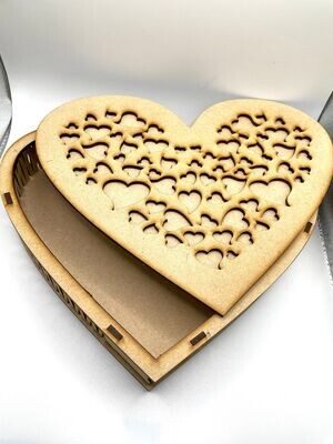 Heart Shaped Trinket Storage Box  MDF Craft Kit -Large