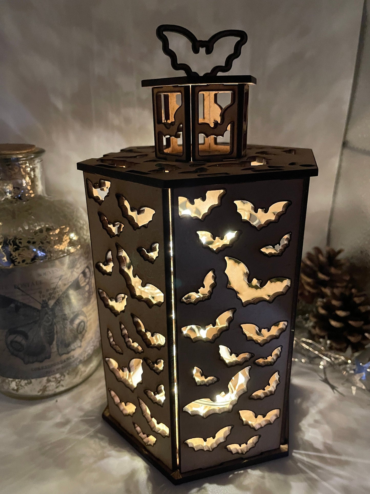 Bats Lantern MDF Craft Kit - Large